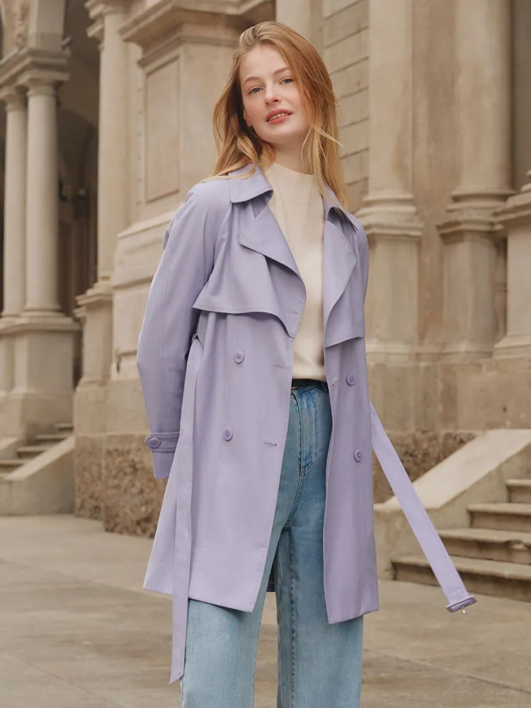 Worsted Woolen Mid-length Women Trench Coat