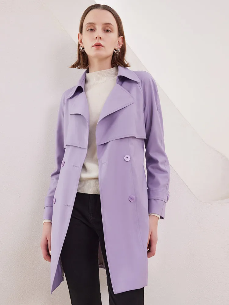 Worsted Woolen Mid-length Women Trench Coat