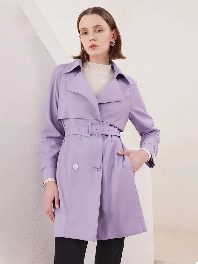 Worsted Woolen Mid-length Women Trench Coat