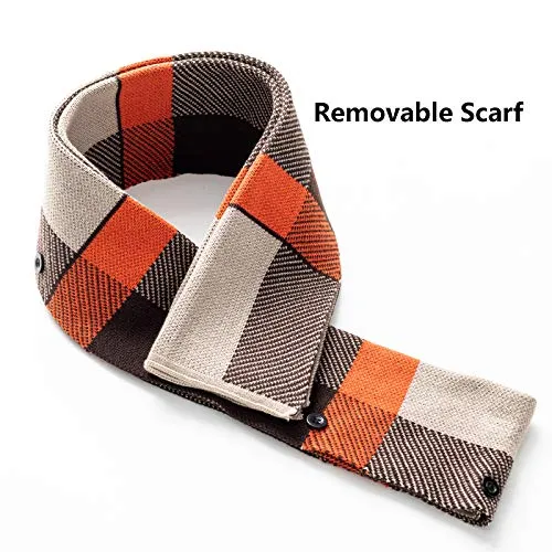WULFUL Men’s Wool Trench Coat Winter Slim Fit Pea Coat with Free Removable Plaid Scarf